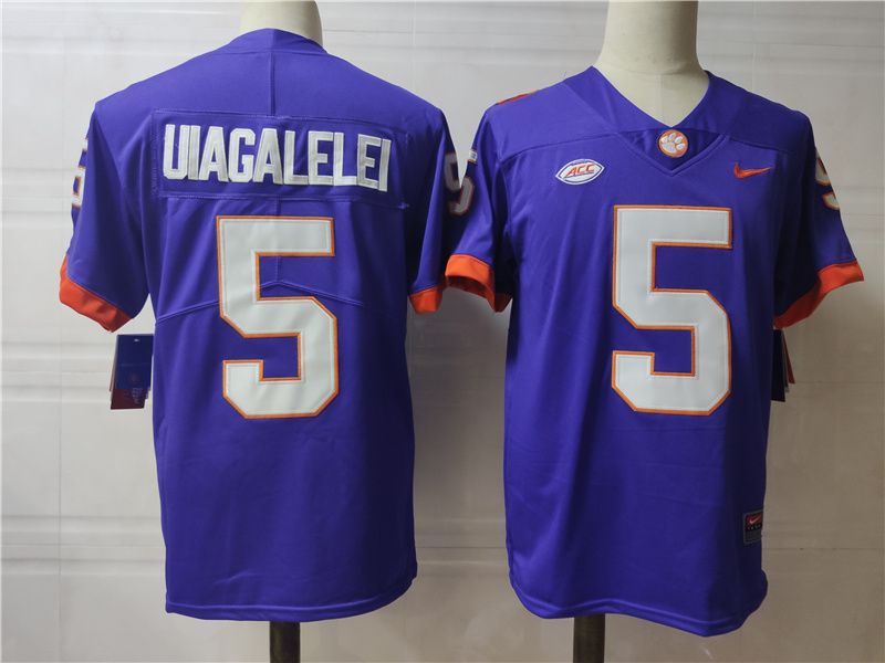 Men Clemson Tigers #5 Uiagalelei Purple Nike 2025 NCAA Jersey